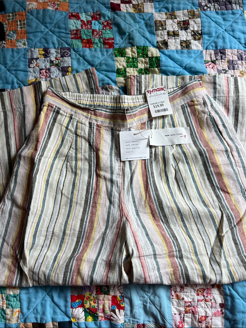 BeachLunchLounge Linen Blend Striped Pull-On Shorts - Multicolor